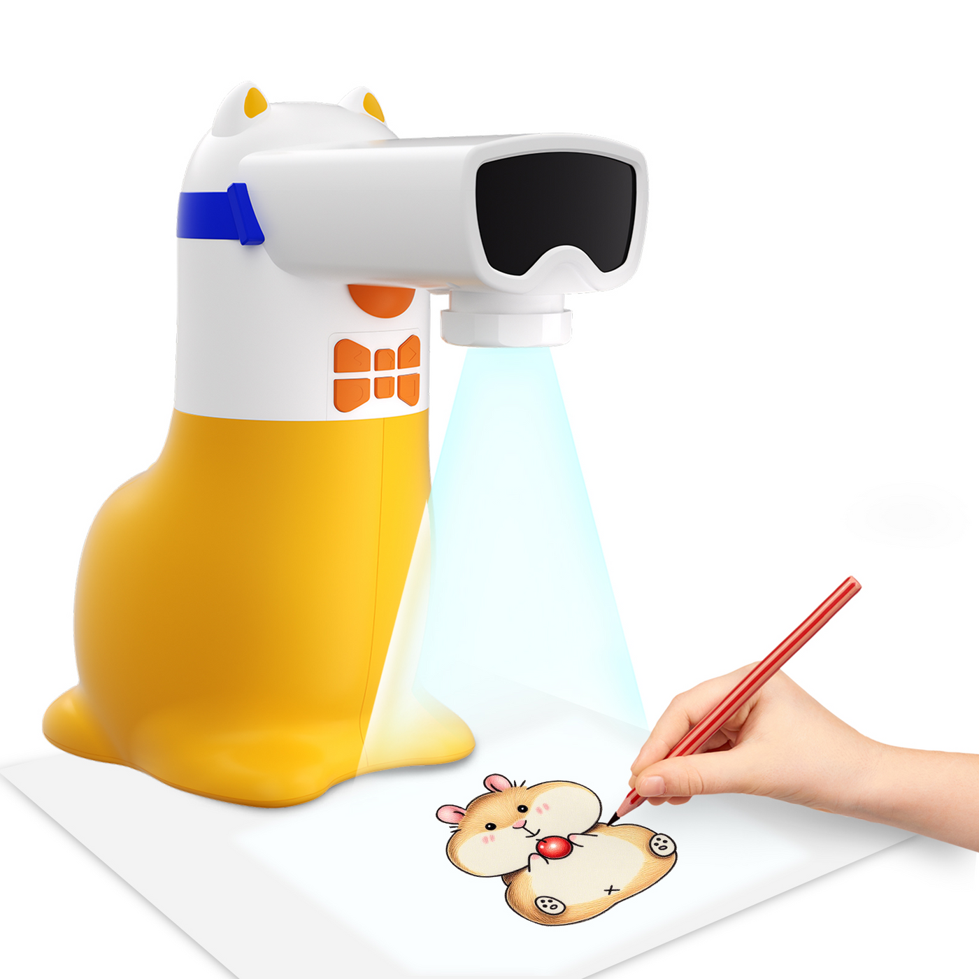 Smart drawing projector projecting a guide onto paper