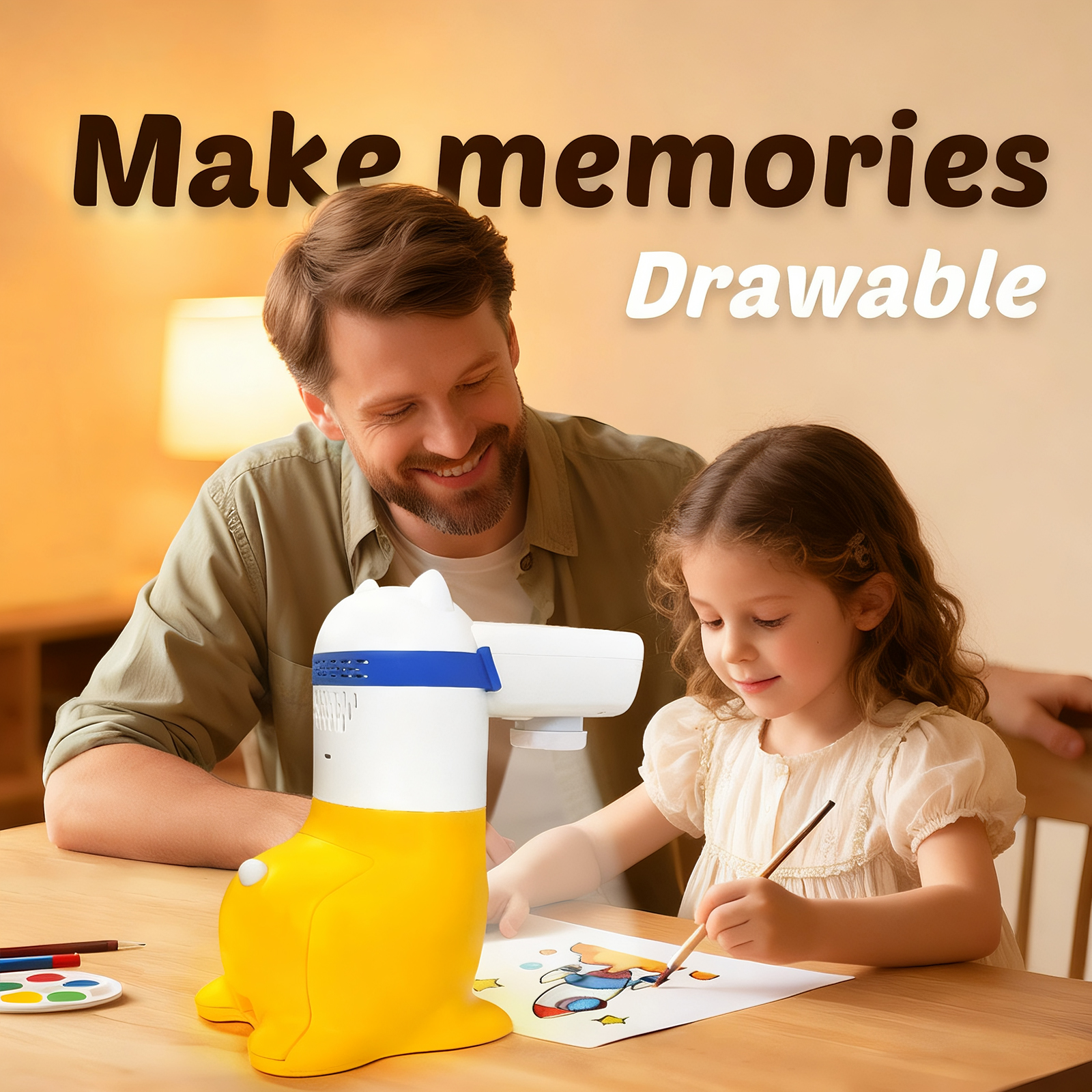 Child using the AI drawing projector learning toy